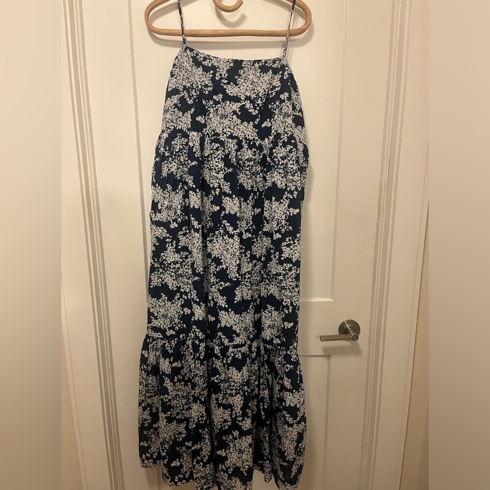 Abercrombie & Fitch blue and white Low Back Babydoll maxi  dress XL